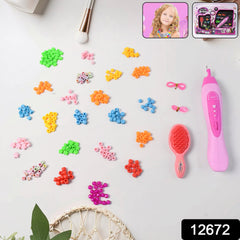 Hair Styling Clasp Clips Twisting Stringing Beads Kit for Girls, Portable Hair Braider Machine,Hairstyle Braid Kit DIY Hair Styling Tool with Comb, Rubber, Button Beads and Beads (85 Pcs Set), Hair accessories