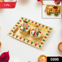 Rakasha Bandhan Special Puja Thali, Kumkum Thali Holder, Pooja Return Gift, Indian Housewarming Gifts, Brother / Bhai / Bhabhi / Sister / Family Rakhi for Rakshabandhan, Diwali