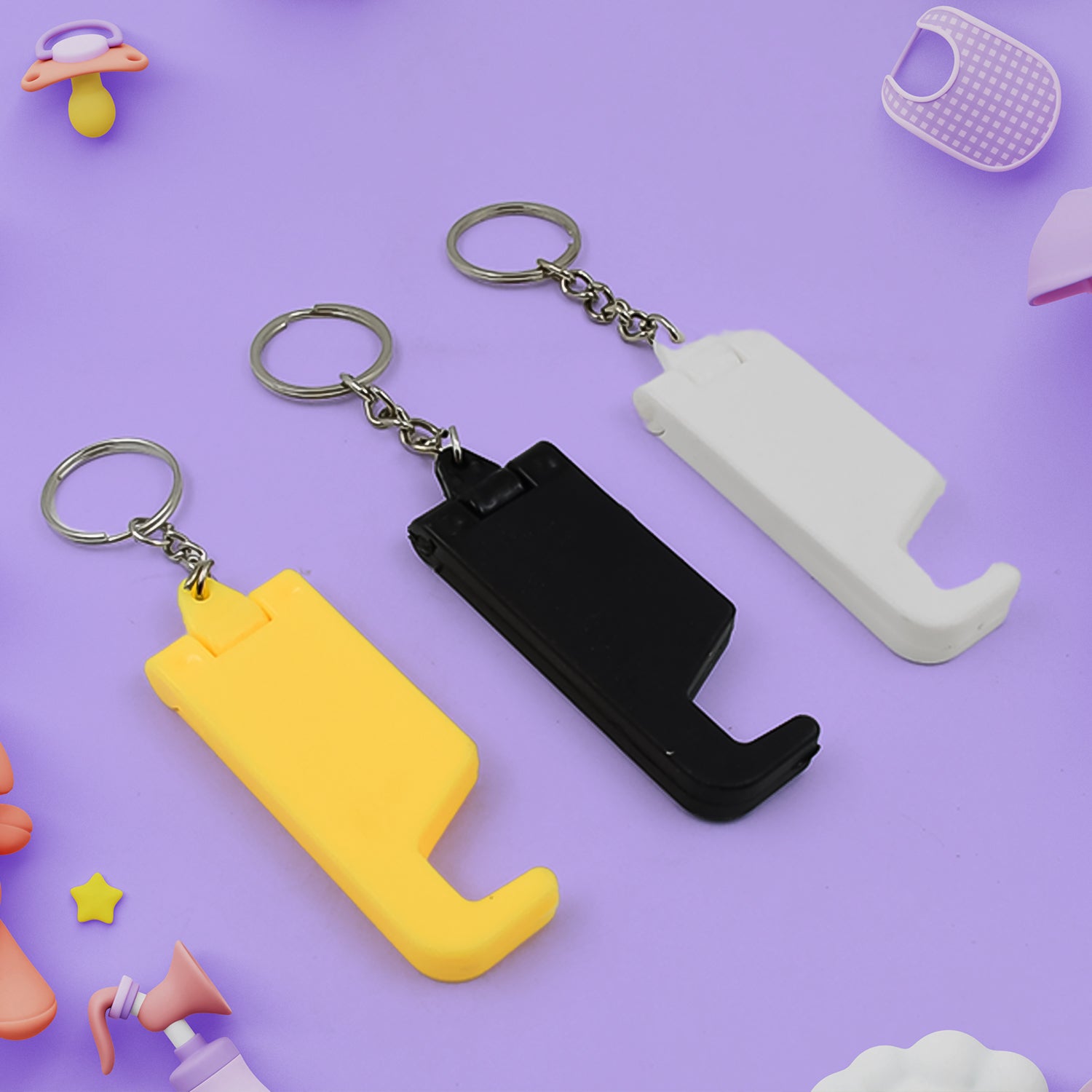 Customized Plastic Keychain with Mobile Stand