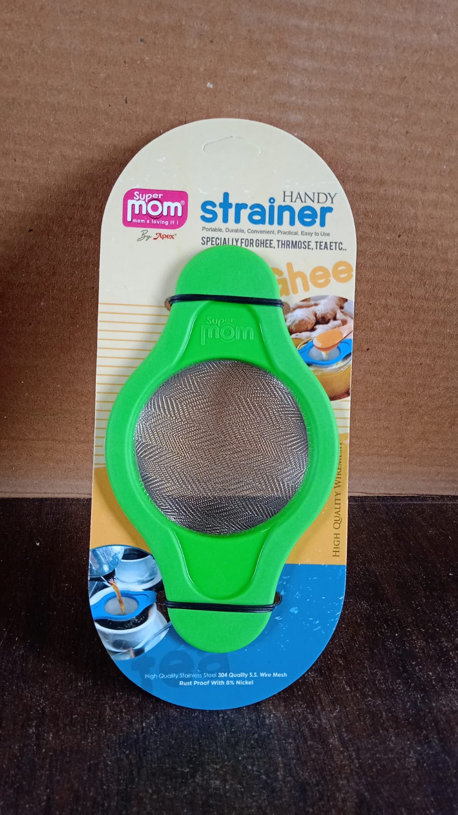 Stainless Steel Mesh Strainer with Dual Handle Plastic Frame (1 Pc)