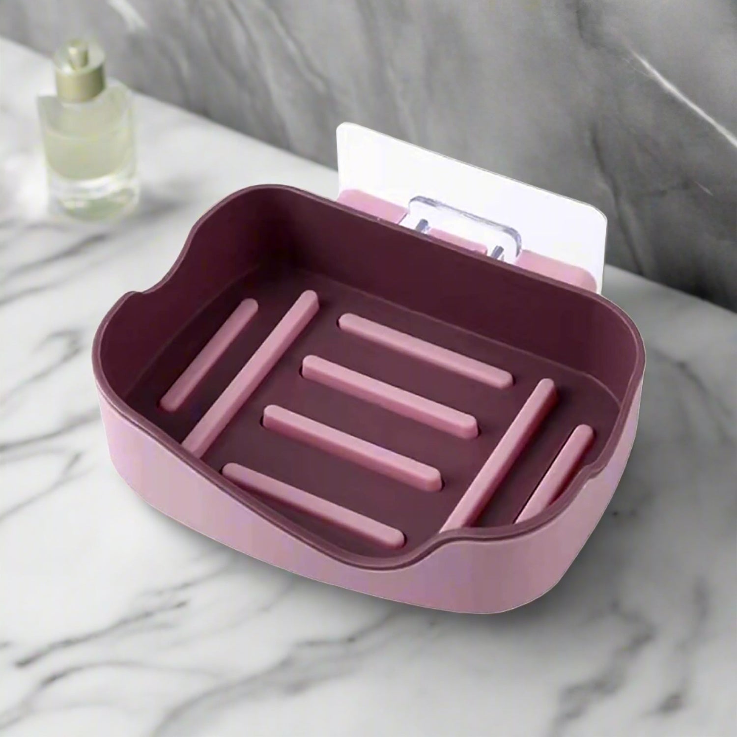 Plastic Soap Dish Holder for Bathroom Shower Wall Mounted Self Adhesive Soap Holder Saver Tray-Plastic Sponge Holder for Kitchen Storage Rack Soap Box, Bathroom ,Sabudani (1 Pc)