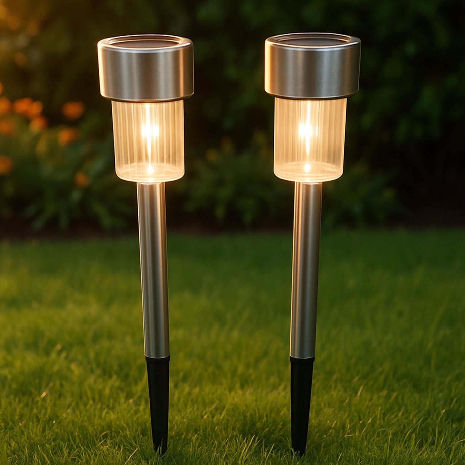 Solar-Powered Stainless Steel Garden Pathway Lights 