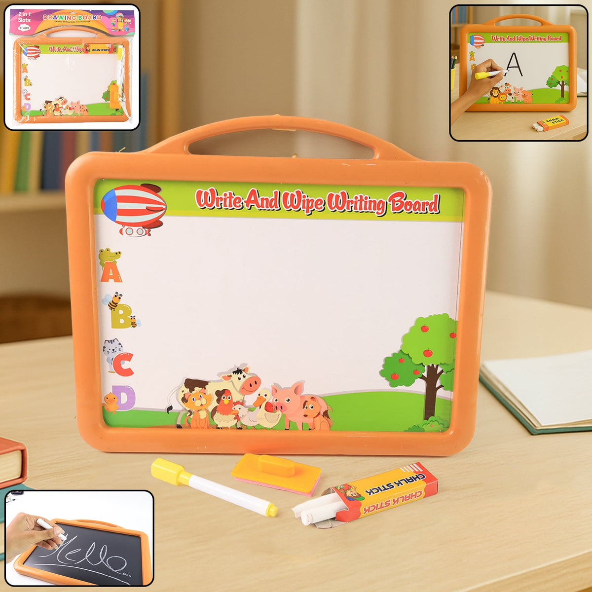 Kidsâ€™ Learning Drawing Board with Dual-Surface Design