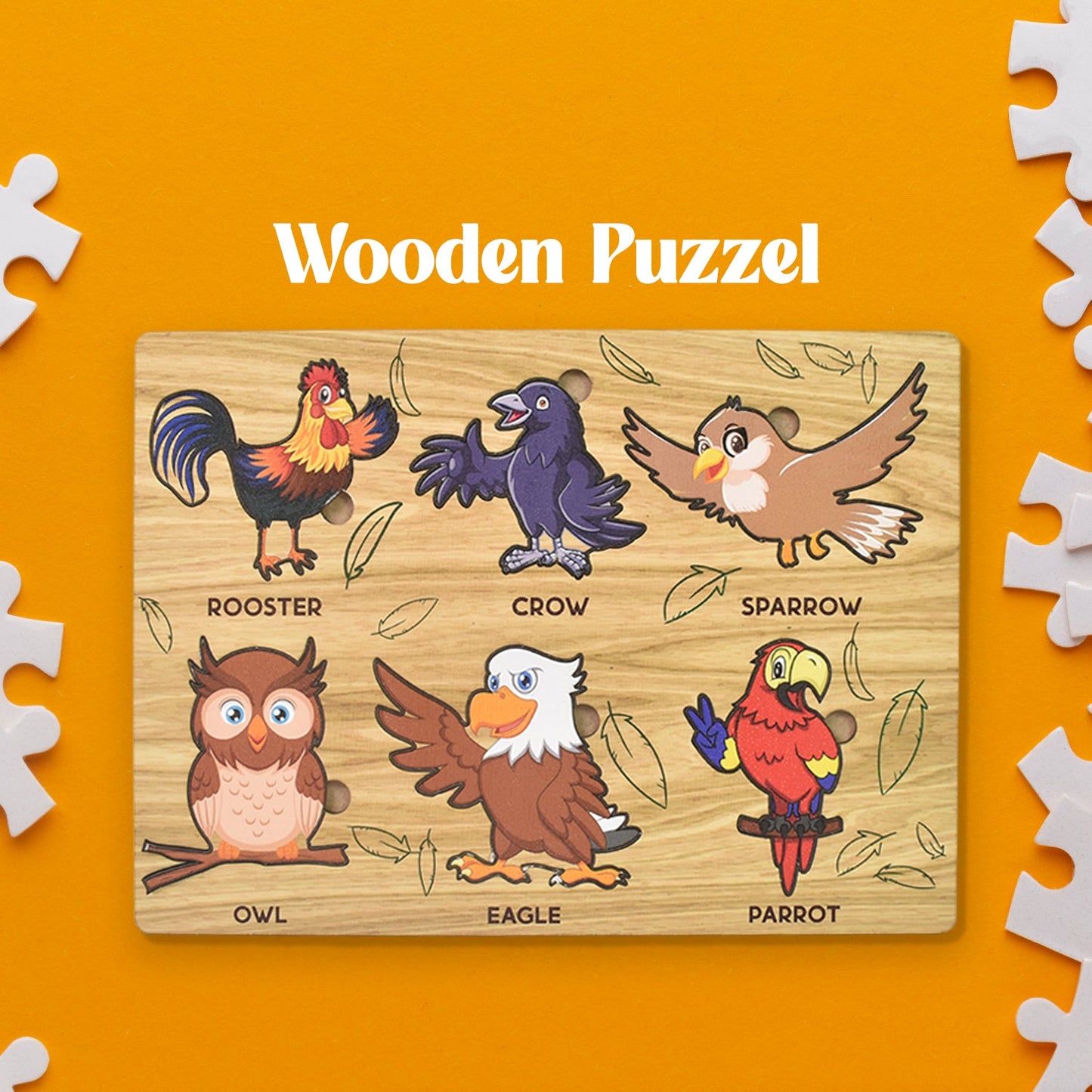 Wooden Puzzle Learning Board for Kids - (1 Pc / Mix Design / random)