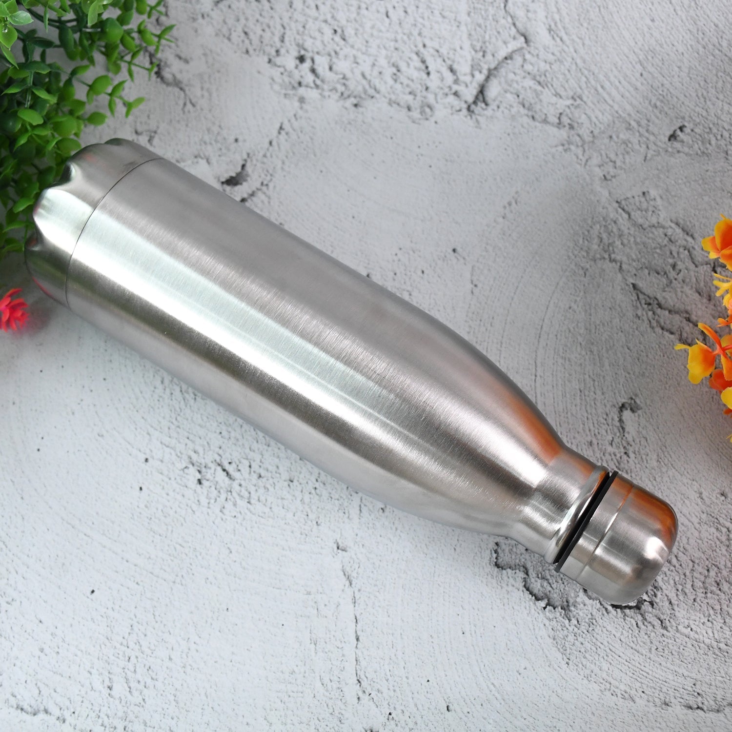 Customize Silver Stainless Steel Water Bottle Approx 500 ML (1 Pc)