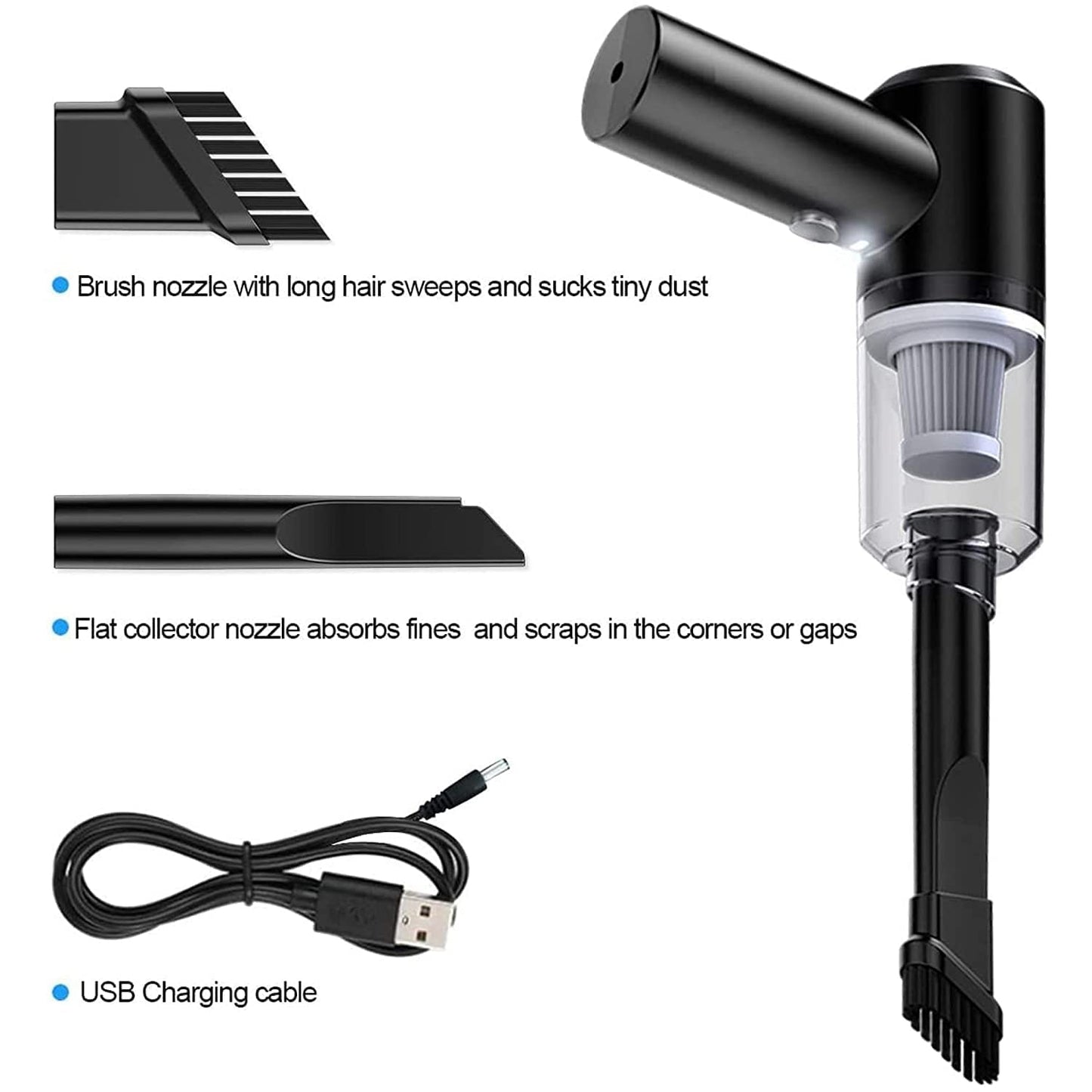 2 in 1 Wireless Vacuum Cleaner â€“ 120W Handheld USB Rechargeable for Home & Car (1 Pc)