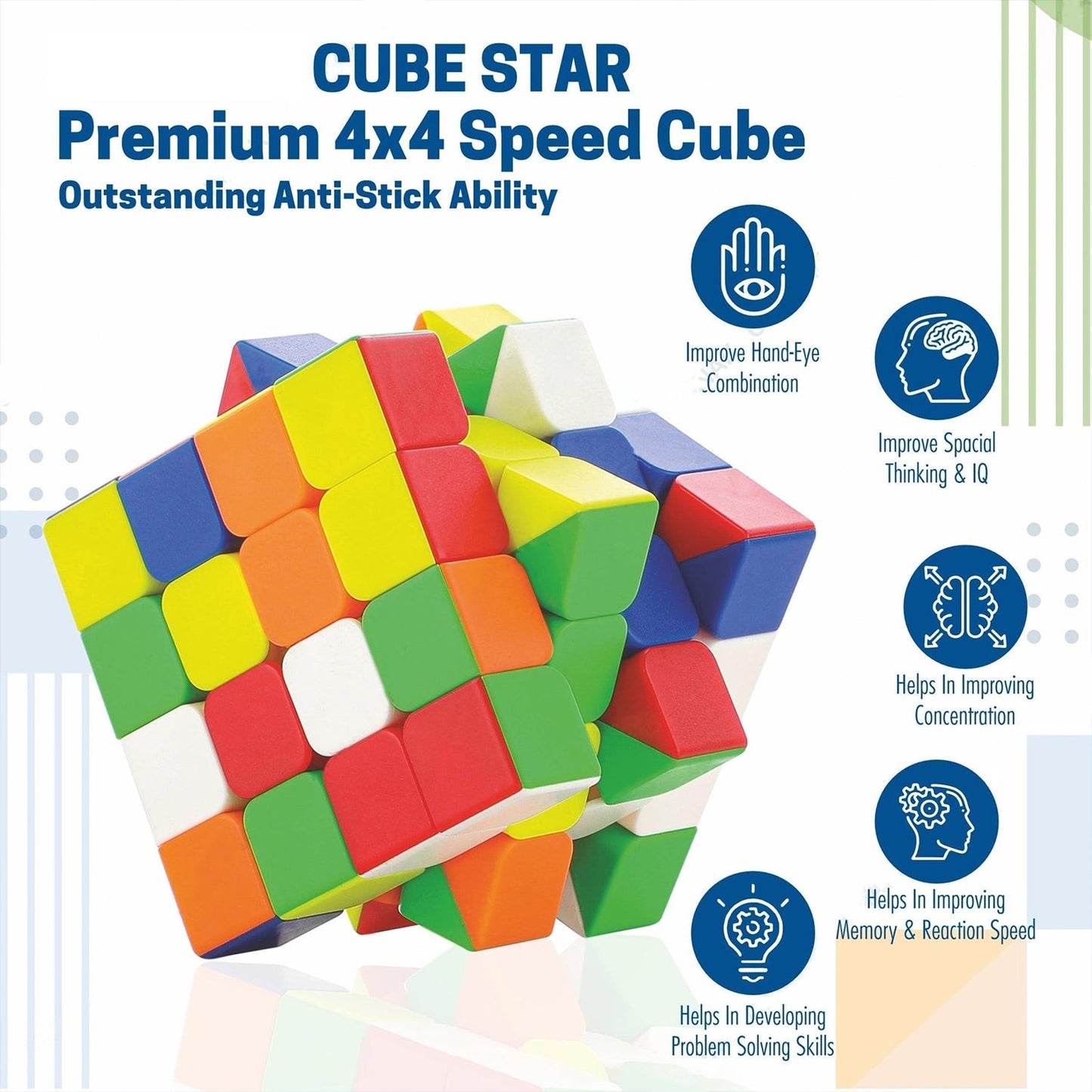 Small Puzzles Cubes 4Ã—4Ã—4 High Speed Sticker Less Magic Cube Game, Kids and Professionals Magic Cube Puzzle Toy, Pack of 1, 8+ Years