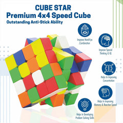Small Puzzles Cubes 4Ã—4Ã—4 High Speed Sticker Less Magic Cube Game, Kids and Professionals Magic Cube Puzzle Toy, Pack of 1, 8+ Years