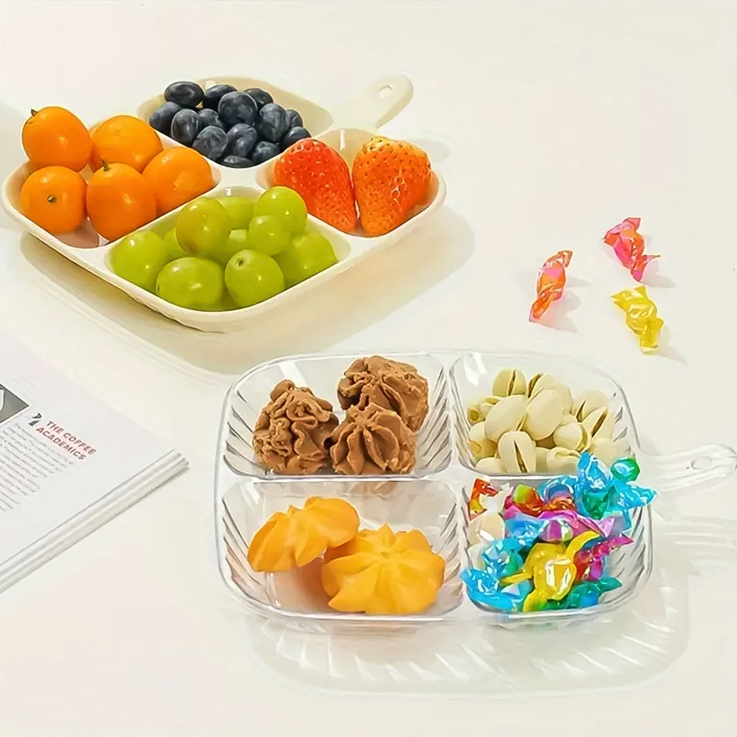 Fs Kitchen Tray Racket Plastic Kitchen Trays for Serving (4 Compartment / 1 Pc)– 9to999