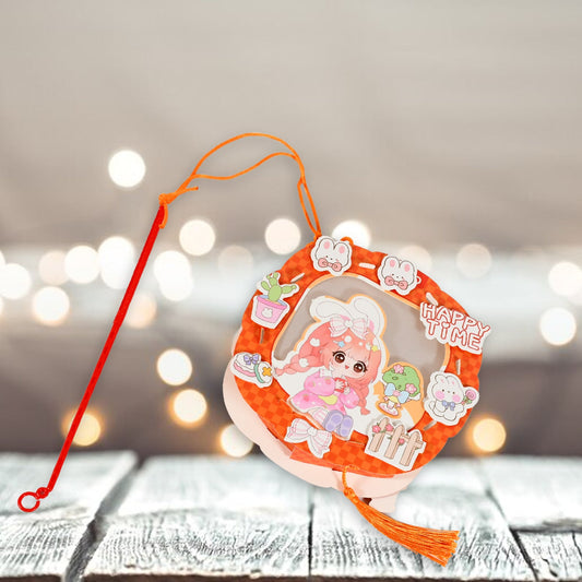 DIY Handmade Cartoon Paper Lanterns – Antique Hollow-Out LED Projection for Festival Decor