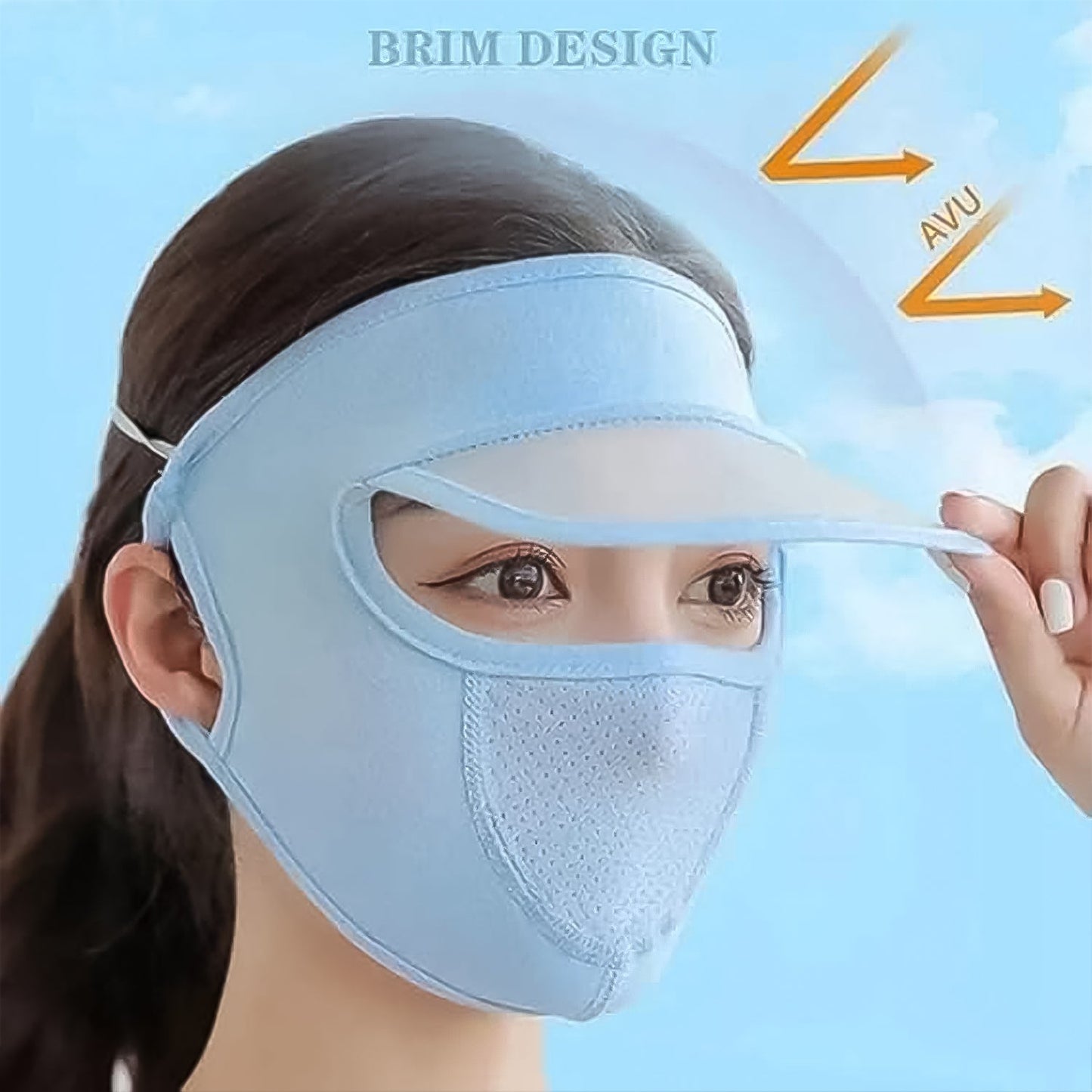 Women's Full Face UV Protection Cap with Built-in Mask and Wide Brim Visor – Breathable (1 Pc)