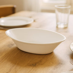 Plastic Marin Serving Bowl â€“ Elegant Oval Deep Bowl (1 Pc / White)