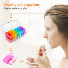 Weekly 7 Day Rainbow Color Pill Organizer Box