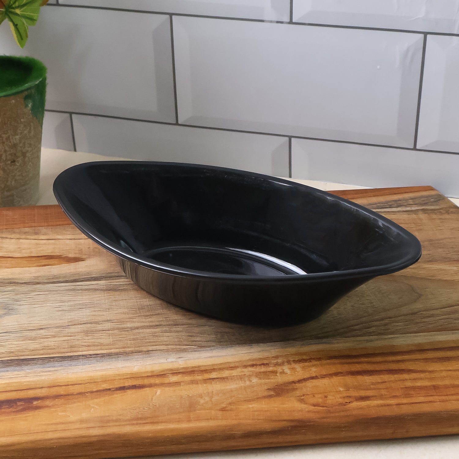 Plastic Marin Serving Bowl â€“ Elegant Oval Deep Bowl (1 Pc / Balck)
