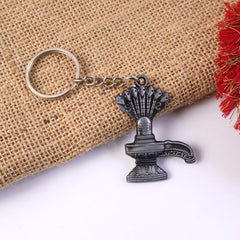 Premium Metal Shiva Lingam with Naag Religious Keychain (1 Pc)