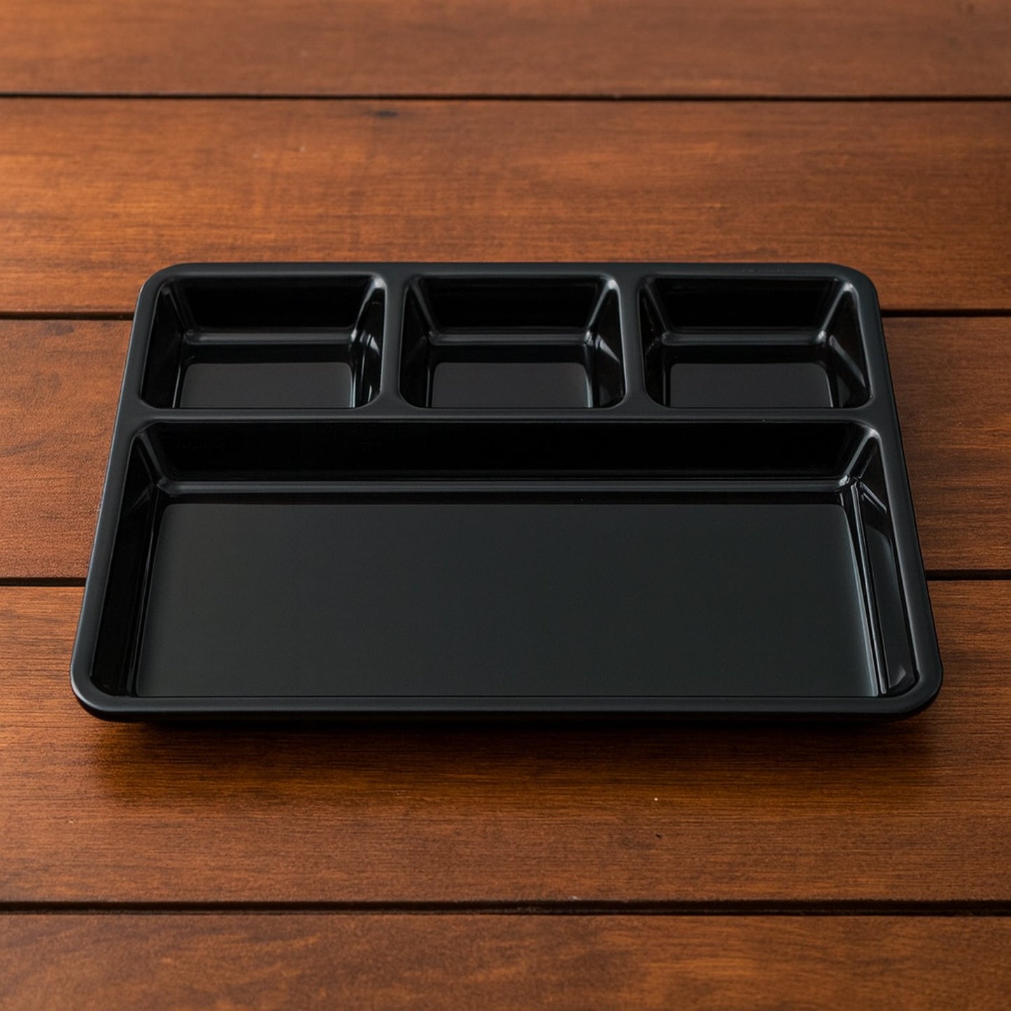 Plastic 4-Compartment Rectangular Meal Serving Tray â€“ Sectioned Dining Plate (1 Pc)