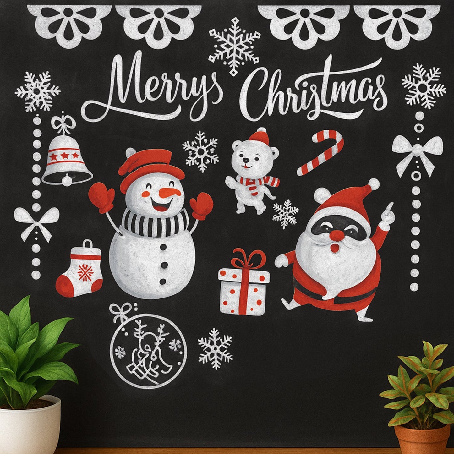 Christmas Theme Decorative Wall Sticker 90x60 cm â€“ (1 Pc)