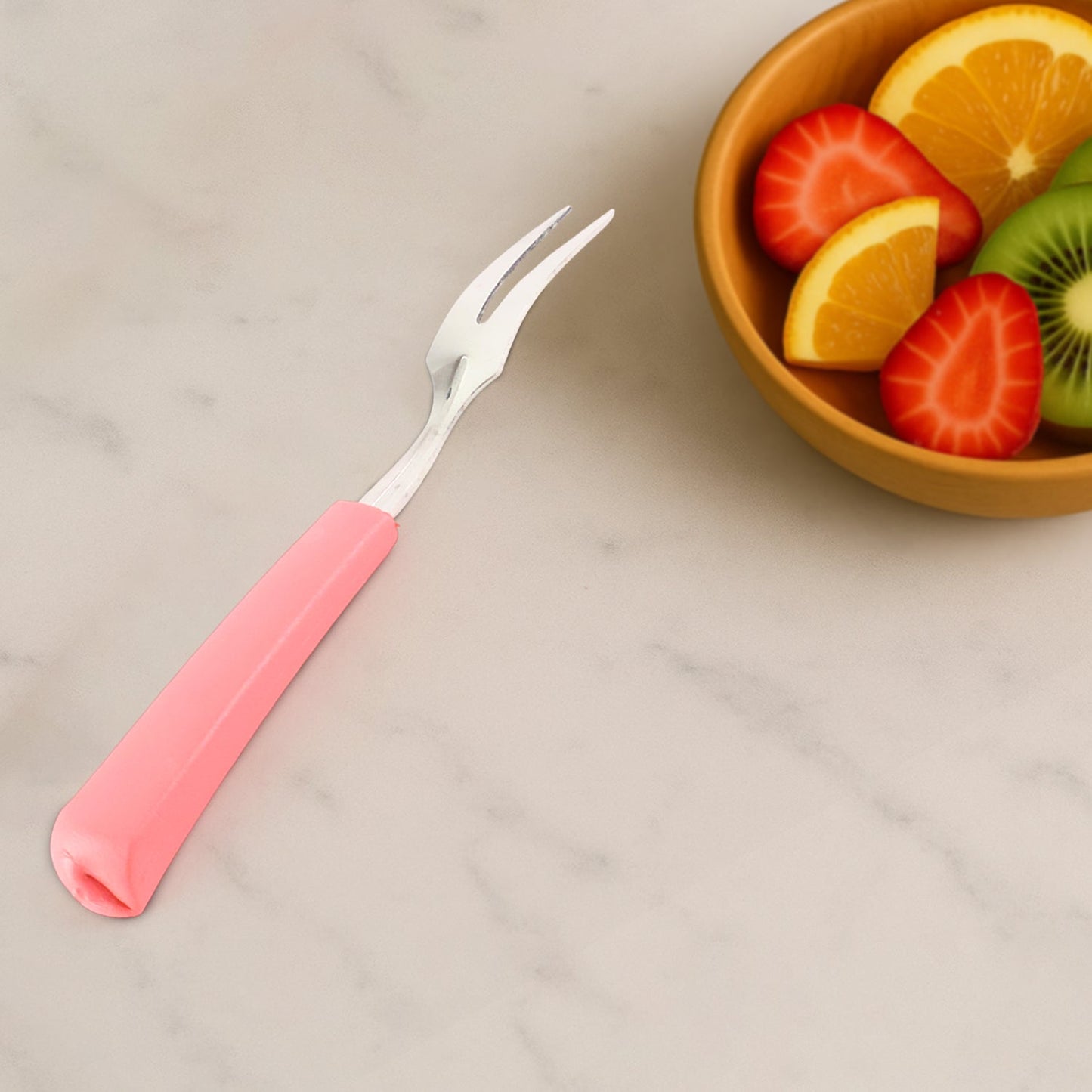 Premium Stainless Steel Fruit Fork Set â€“ 10 Pieces with Soft Non-Slip Handle