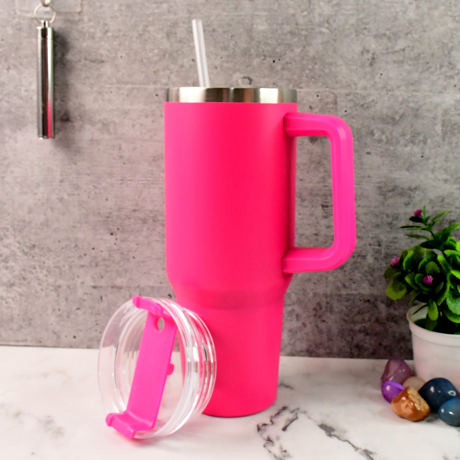 Customize / personalized Pink Extra Large Insulated Travel Mug, Tumbler (1200ML - 1 Pc)