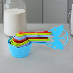 10Pcs Plastic Measuring Spoons and Cups Set for Home Kitchen Cooking.