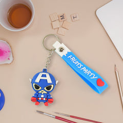 Cute Cartoon Silicone 3D Key Chain with Metal Hook & Strap (Pack of 1)