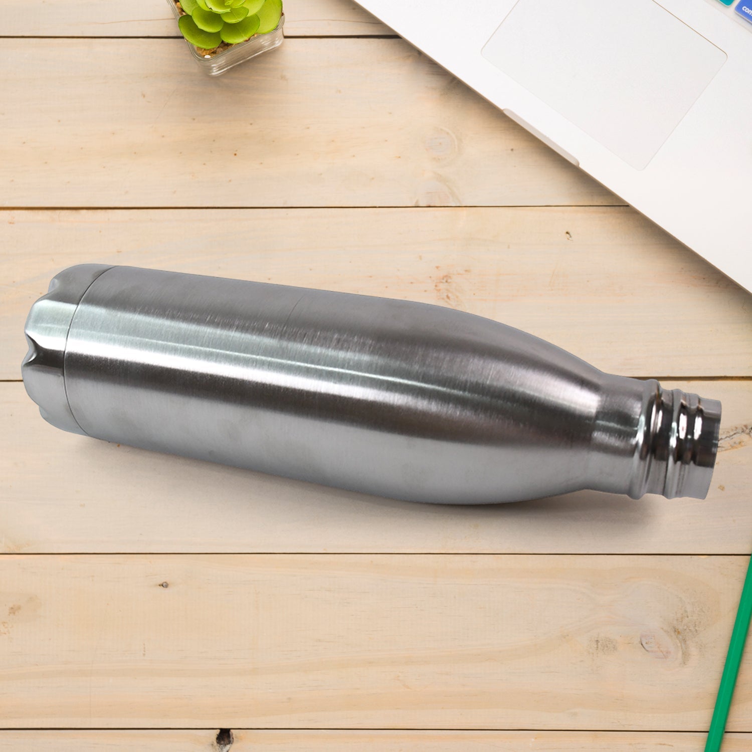 Customize Silver Stainless Steel Water Bottle Approx 500 ML (1 Pc)