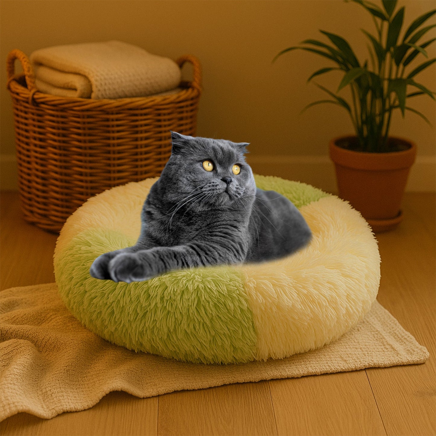 Ultra Soft Fluffy Pet Bed for Cats & Small Dogs â€“ 1 Pc