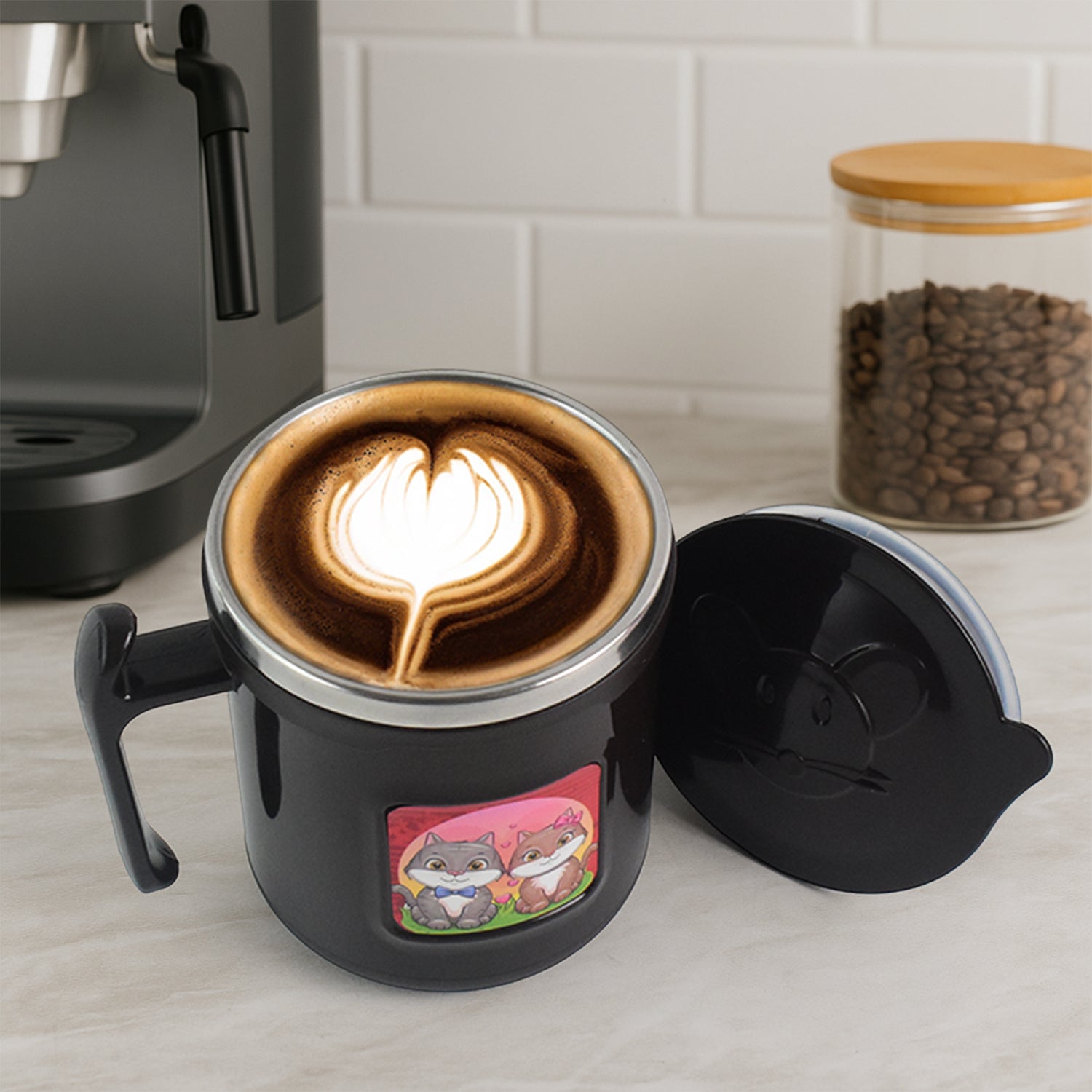 Customize 1 Pc Apex Cat Mug â€“ 250 ml Stainless Steel Insulated Inner with Cute Cat Print