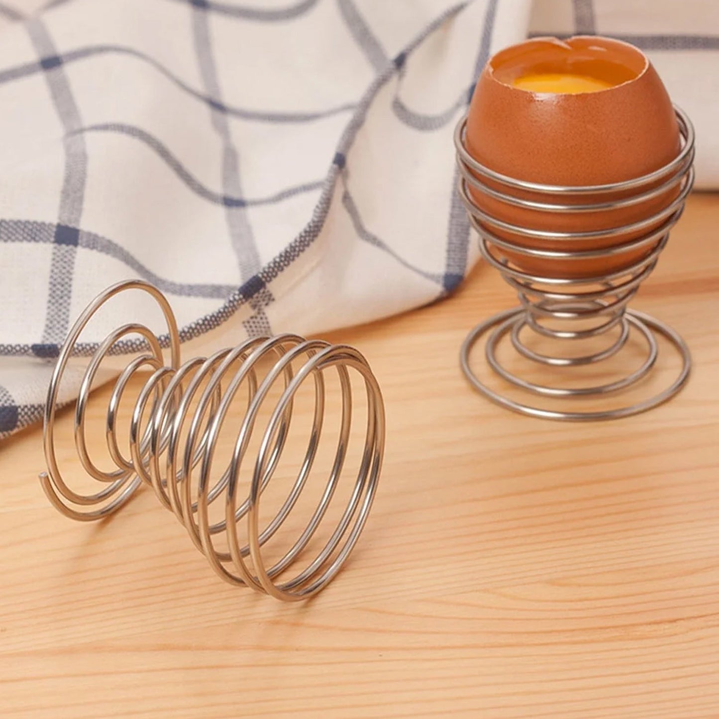 Stainless Steel Spring Egg Cup Holder (1 Pc)