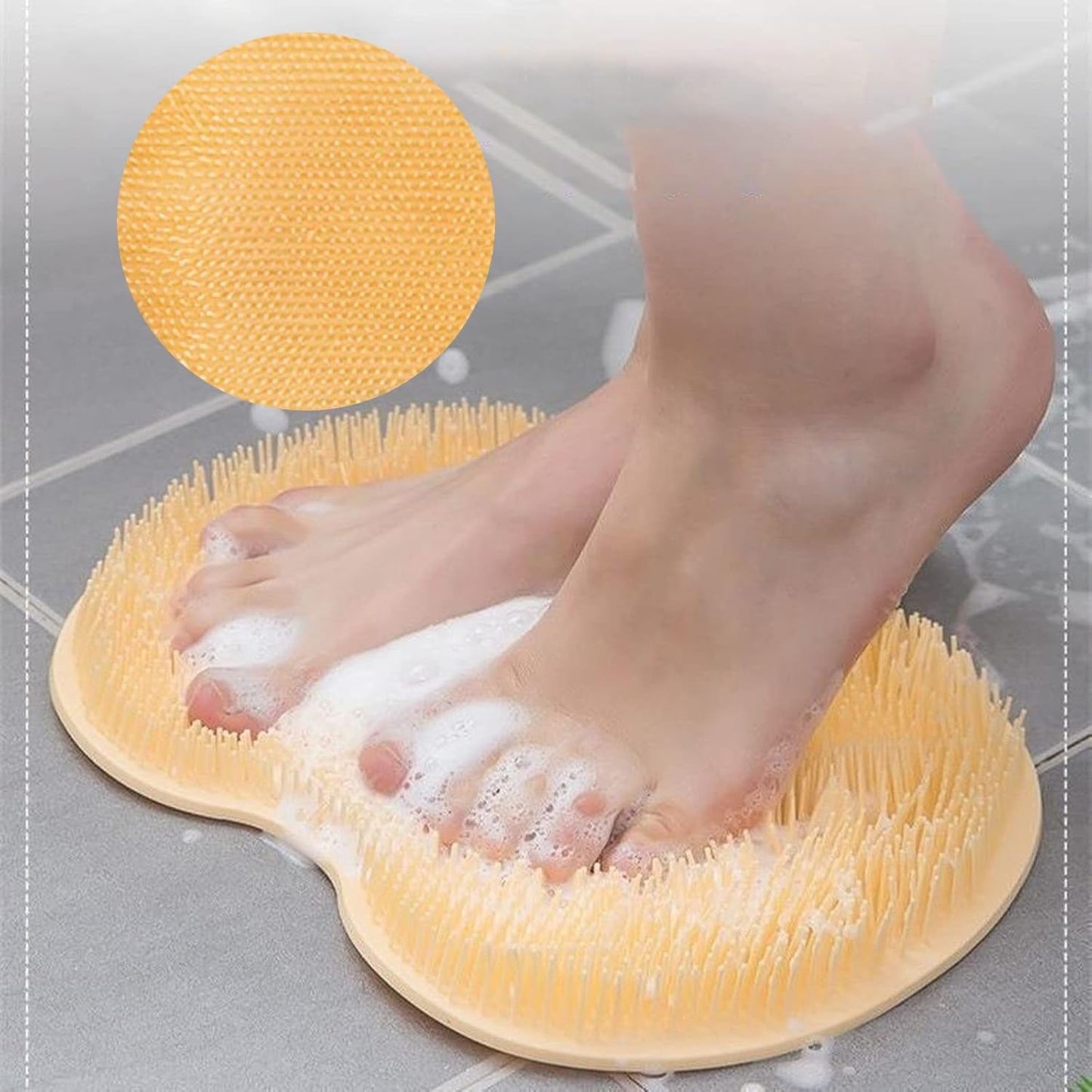 Yellow Silicone Bath Massage Cushion â€“ Suction Cup Exfoliating Foot Scrubber & Mat