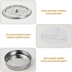 Decorative Mosquito Coil Holder Mosquito Coil Container, Incense Holder Safe Burning Coil Tray for Home Patio Pool Side Outdoor, Metal Tray