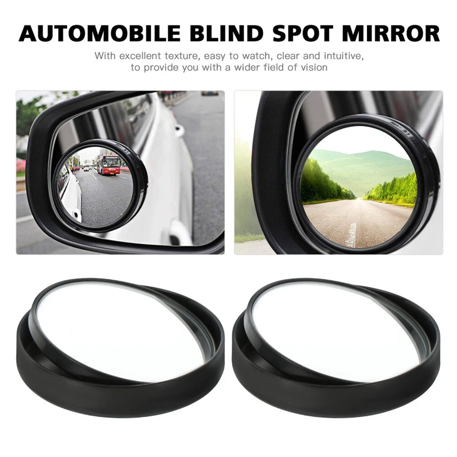 Car Blind Spot Side Mirror Black frame - (2 Pc / Set)
