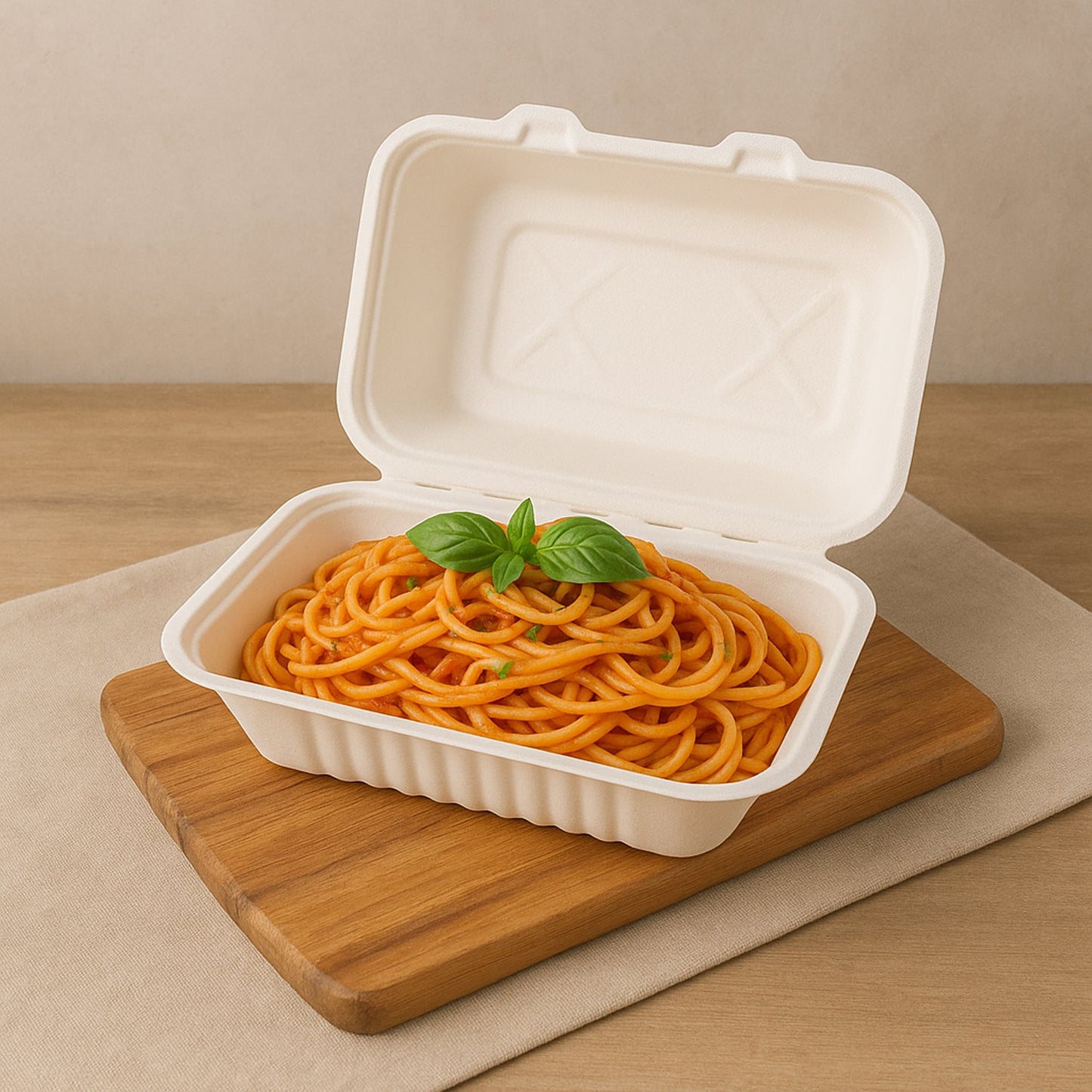 FresheeClamshell Takeaway Compostable Bagasse Food Box 9x6x3 Inch â€“ 10 Pcs Pack