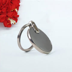 Customized / Personalized Sleek Black Round Metal Keychain (1 Pc)
