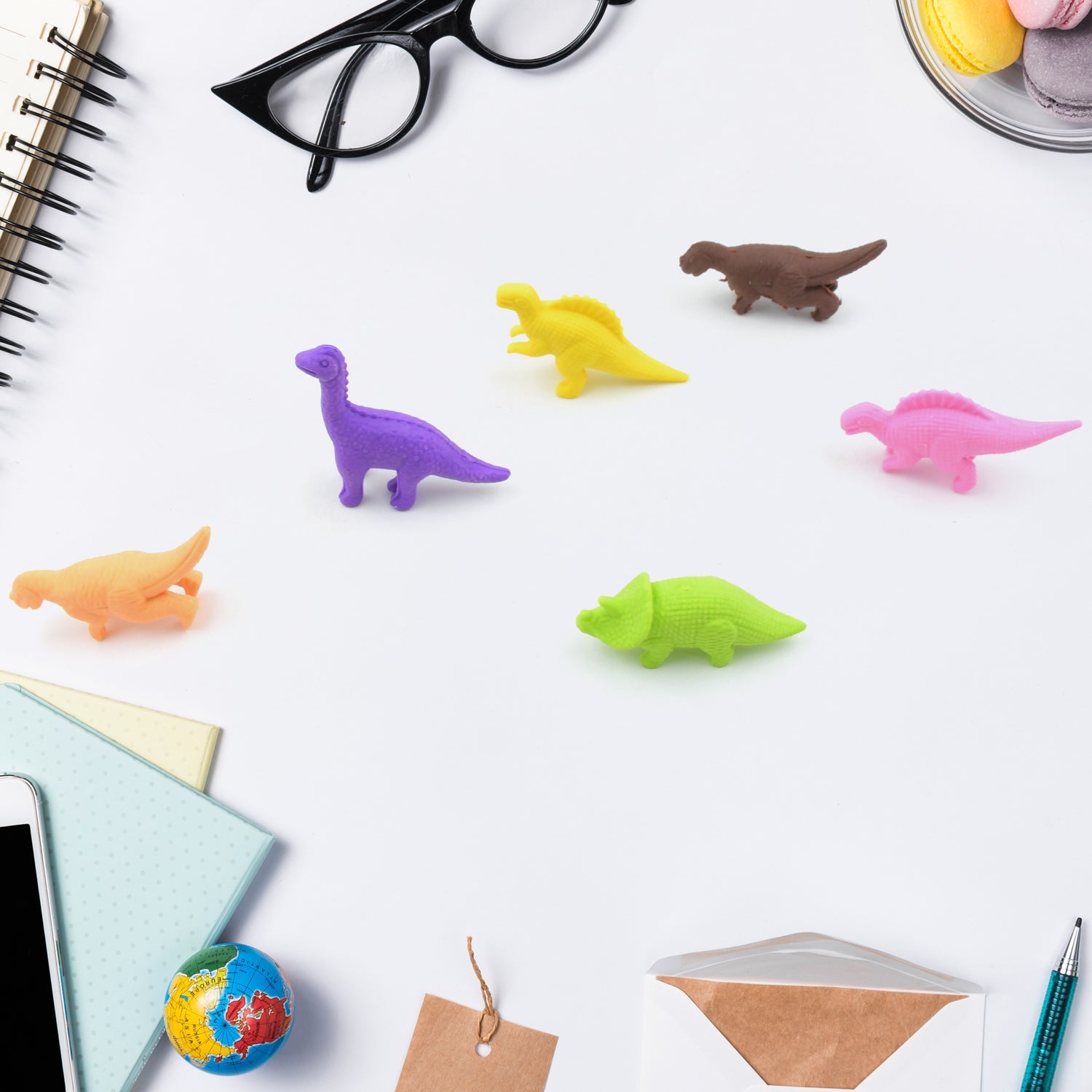 Dinosaur Shaped Erasers for Kids, 3D Puzzle Erasers, Classroom Prizes (6 Pcs Set)