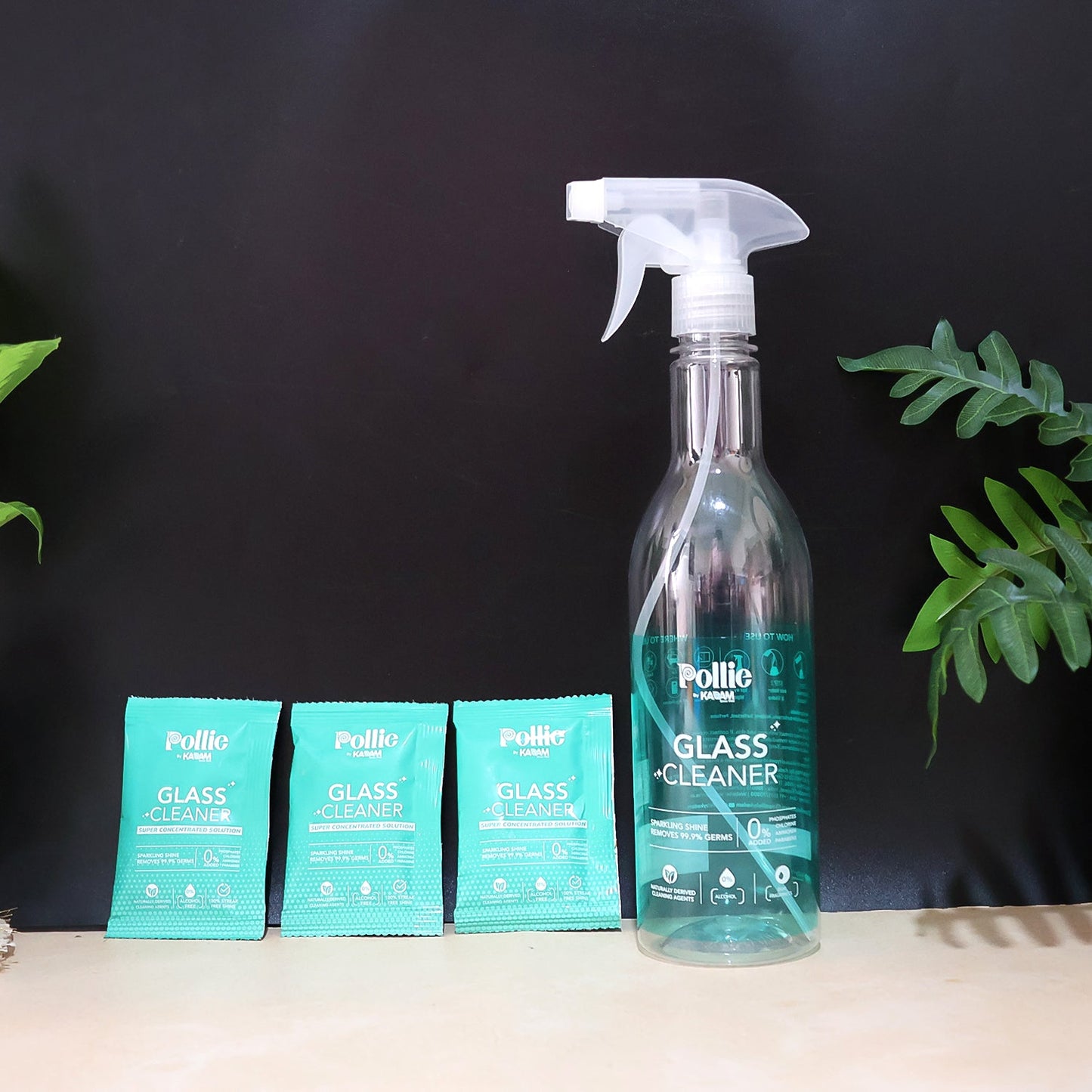 Pollic Kadam Concentrated Glass & Mirror Cleaner Refill Kit with Reusable Spray Bottle