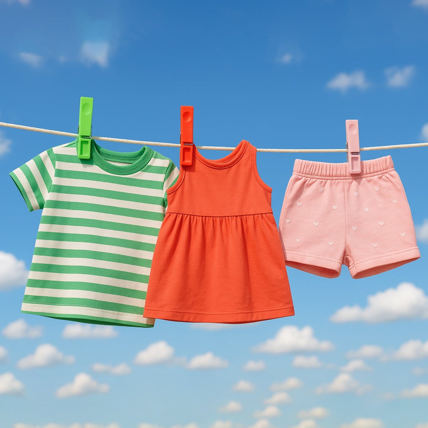 Durable Cloth Clips Set of 12 â€“ Strong Grip Plastic Laundry Pegs with Stainless Steel Spring