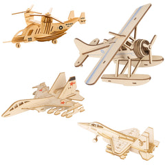 3D Wooden Aircraft Puzzle DIY Assembly Kit (Mix Design â€“ 1 Set)