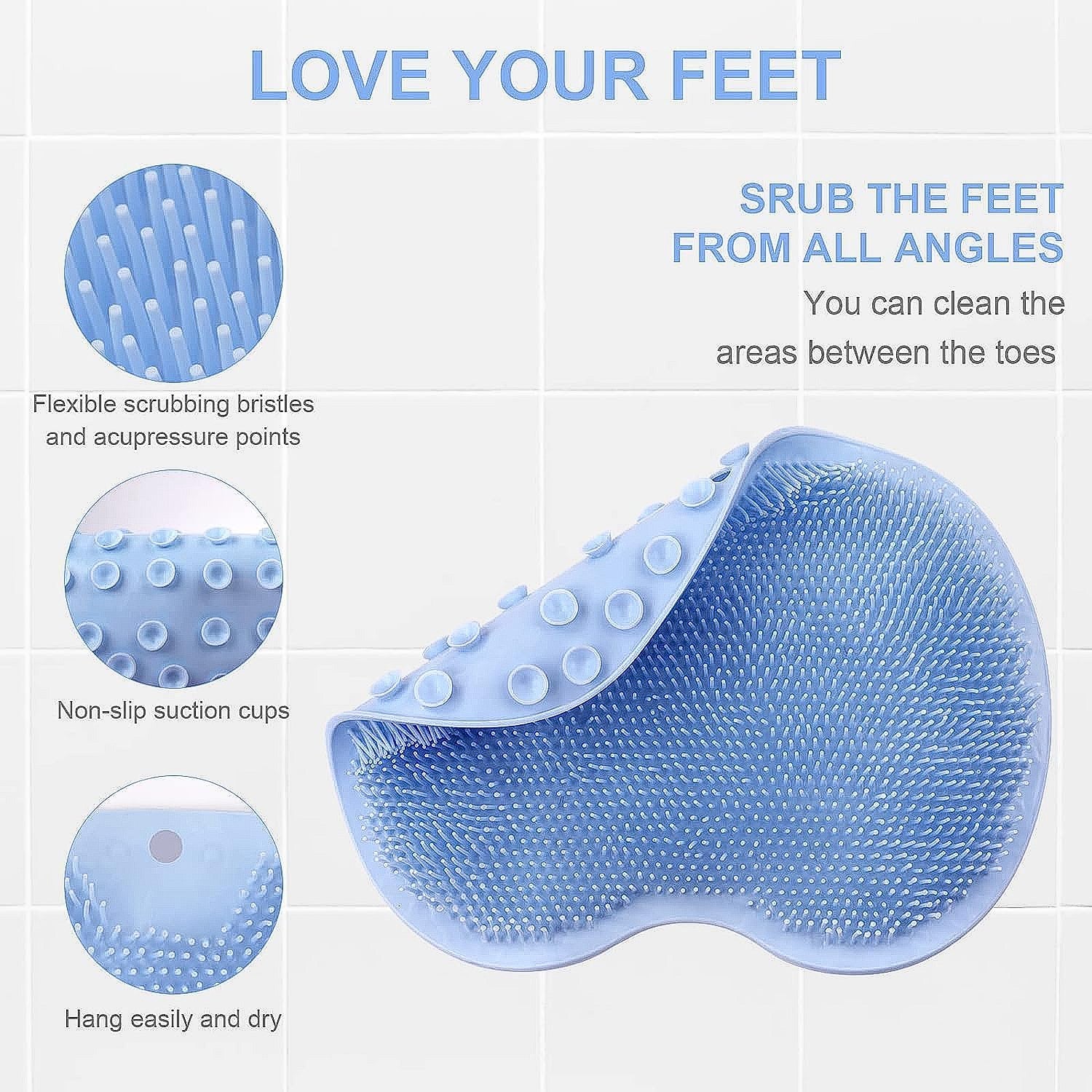 Silicone Bath Massage Cushion â€“ Suction Cup Exfoliating Foot Scrubber & Mat