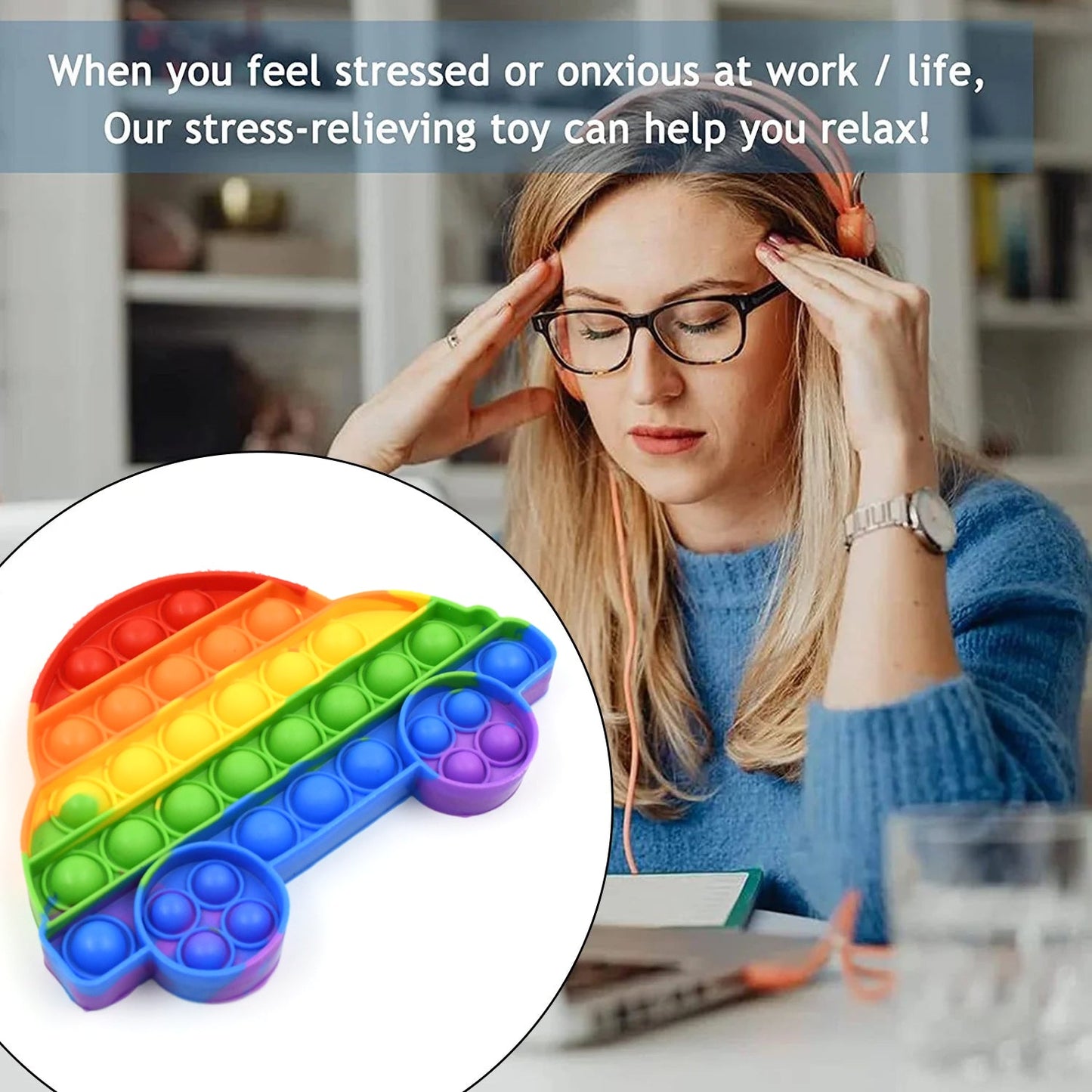 Fidget Toy Push  Bubble Fidget Sensory Toy for Kids and Adults Fidget per Stress Reliever Sensory Fidget pers (Butterfly & Car Shape / 1 Pc)