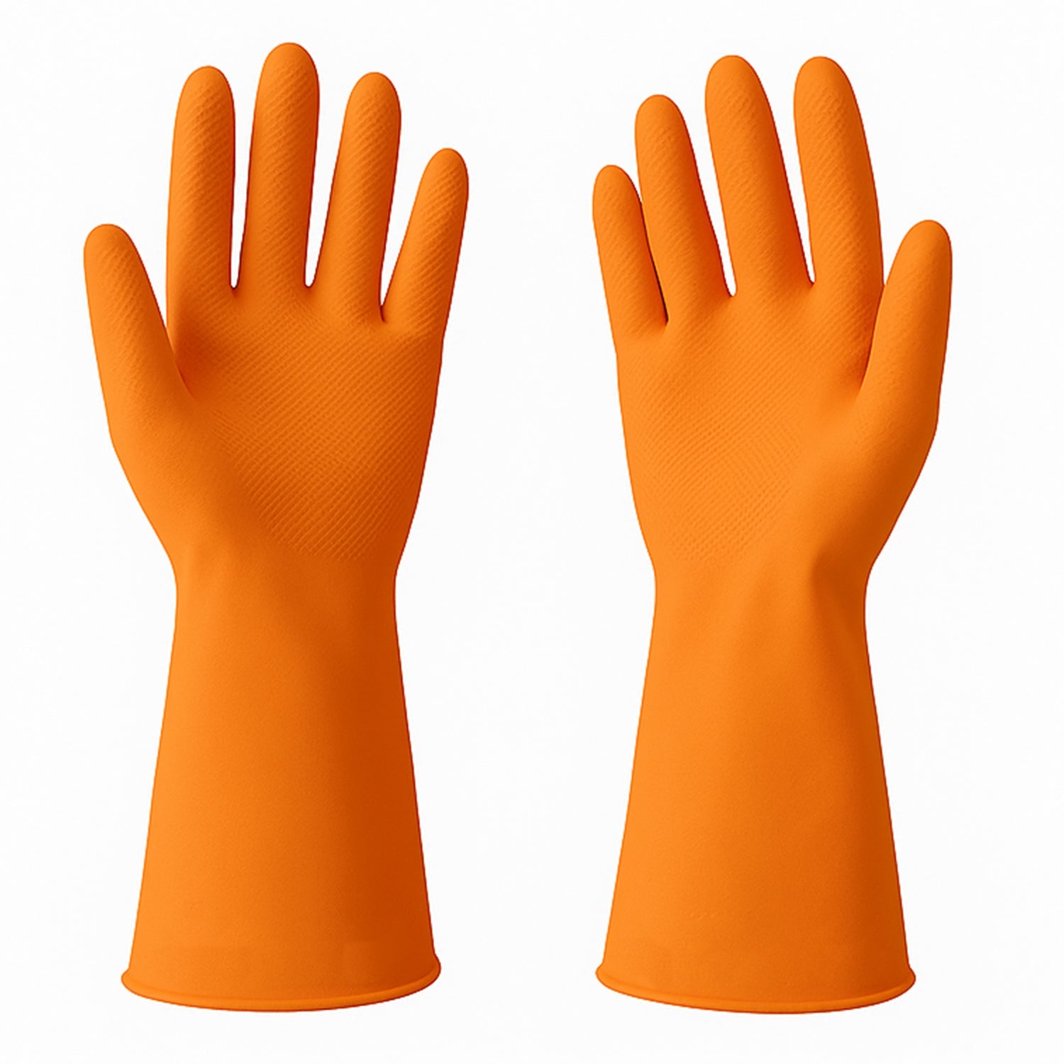 1 Pair Large Orange Gloves For Types Of Purposes Like Washing Utensils, Gardening And Cleaning Toilet Etc.