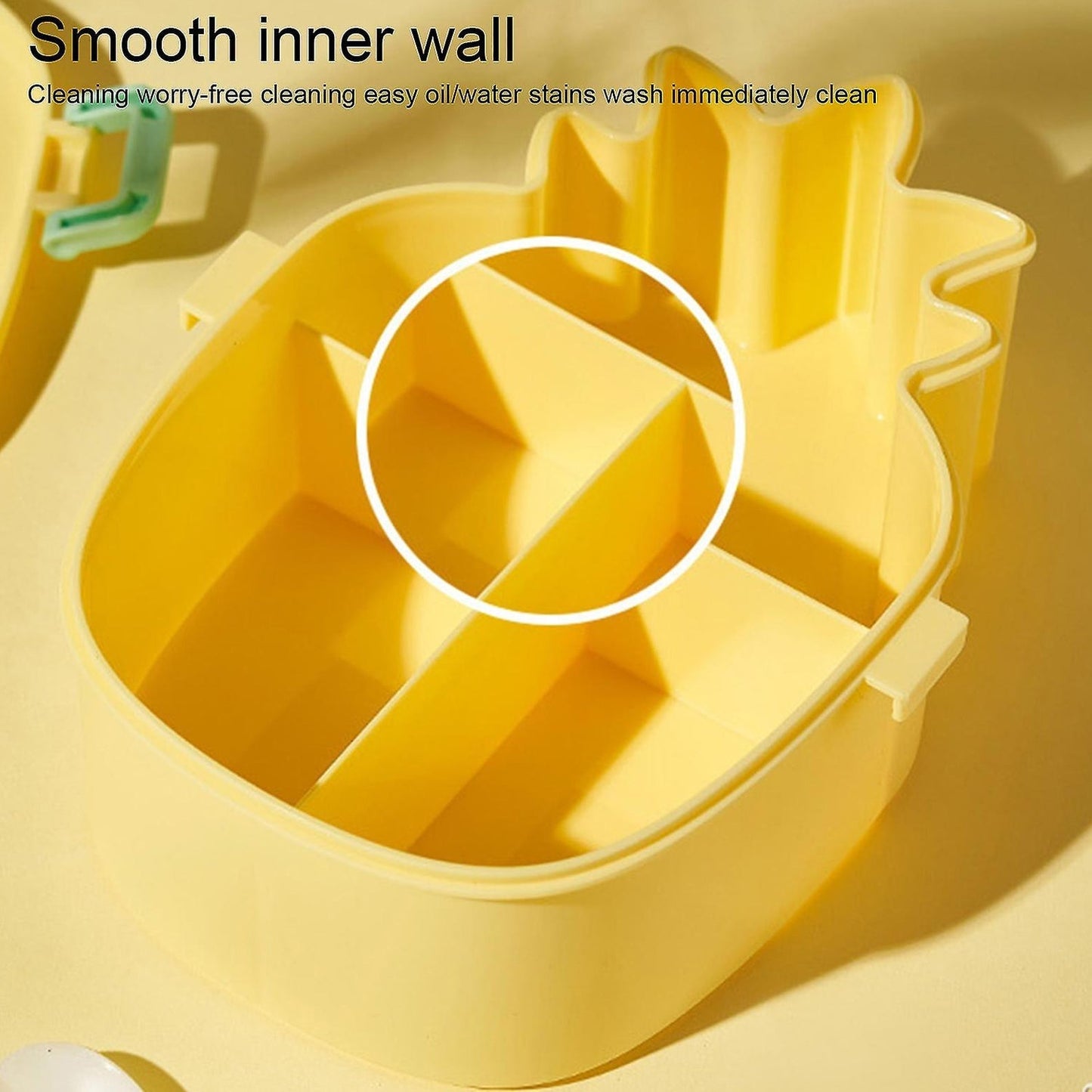 Customize Kids Lunch Box Cute Pineapple Shaped Bento Box with Fork Spoon Snack Container Microwave Portable Office Lunch Box (1 Pc / With Spoon, Fork & Color Box)