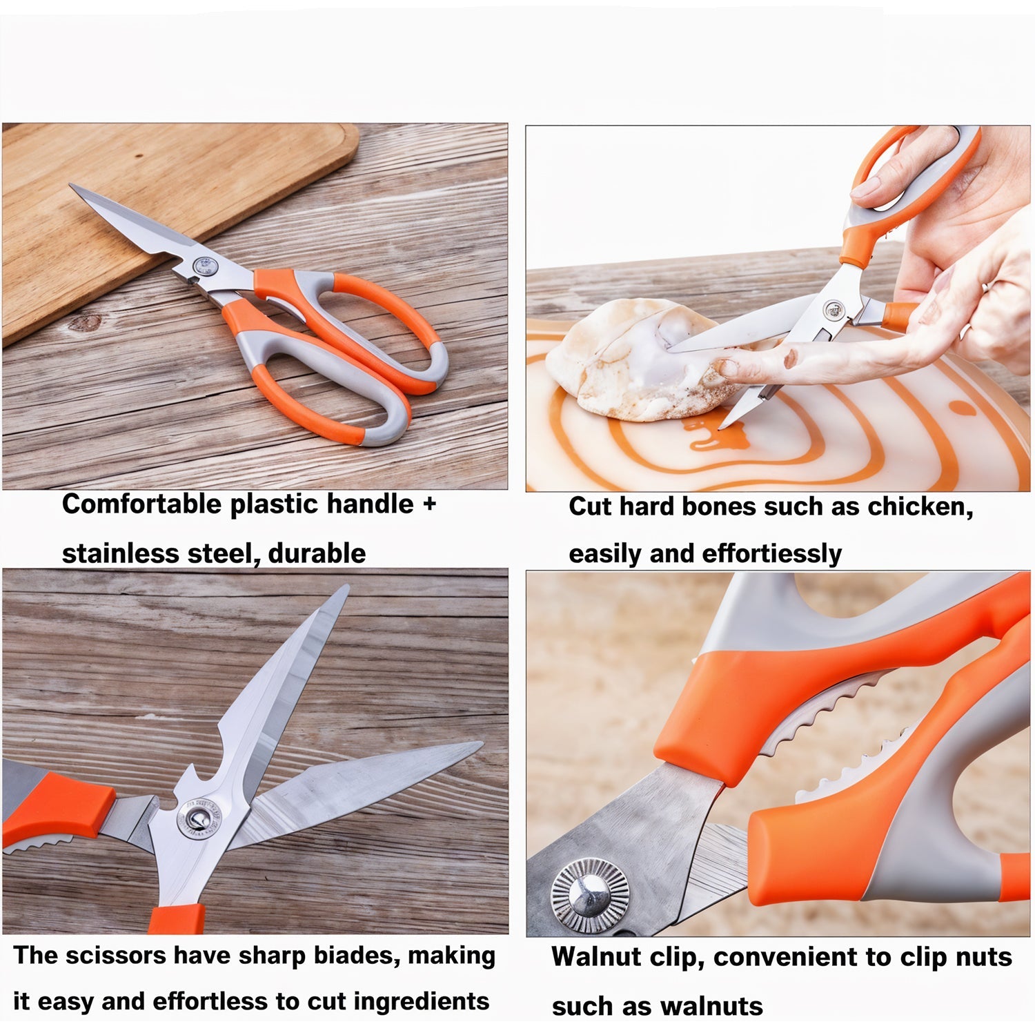 SpaceMulti-Function Kitchen Scissors for Veggies, Meat & Seafood with Bottle Opener