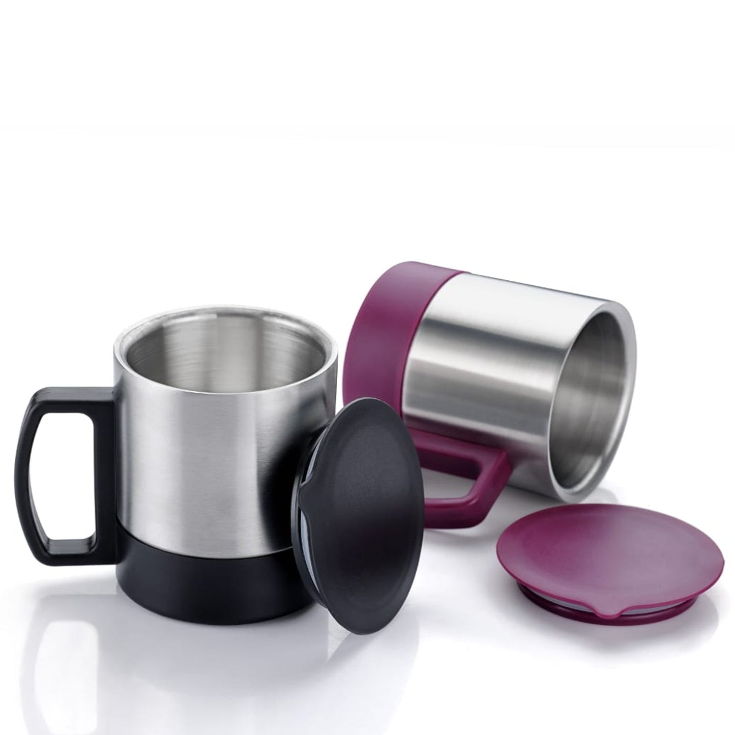 Customize Stainless Steel Coffee/Tea Cup, Stainless Steel Lid Cover Hot Coffee/Tea Mug Hot Insulated Double Wall Stainless Steel, Coffee and Milk Cup with Lid & Handle Easy To Carry - Coffee Cup (1 Pc)
