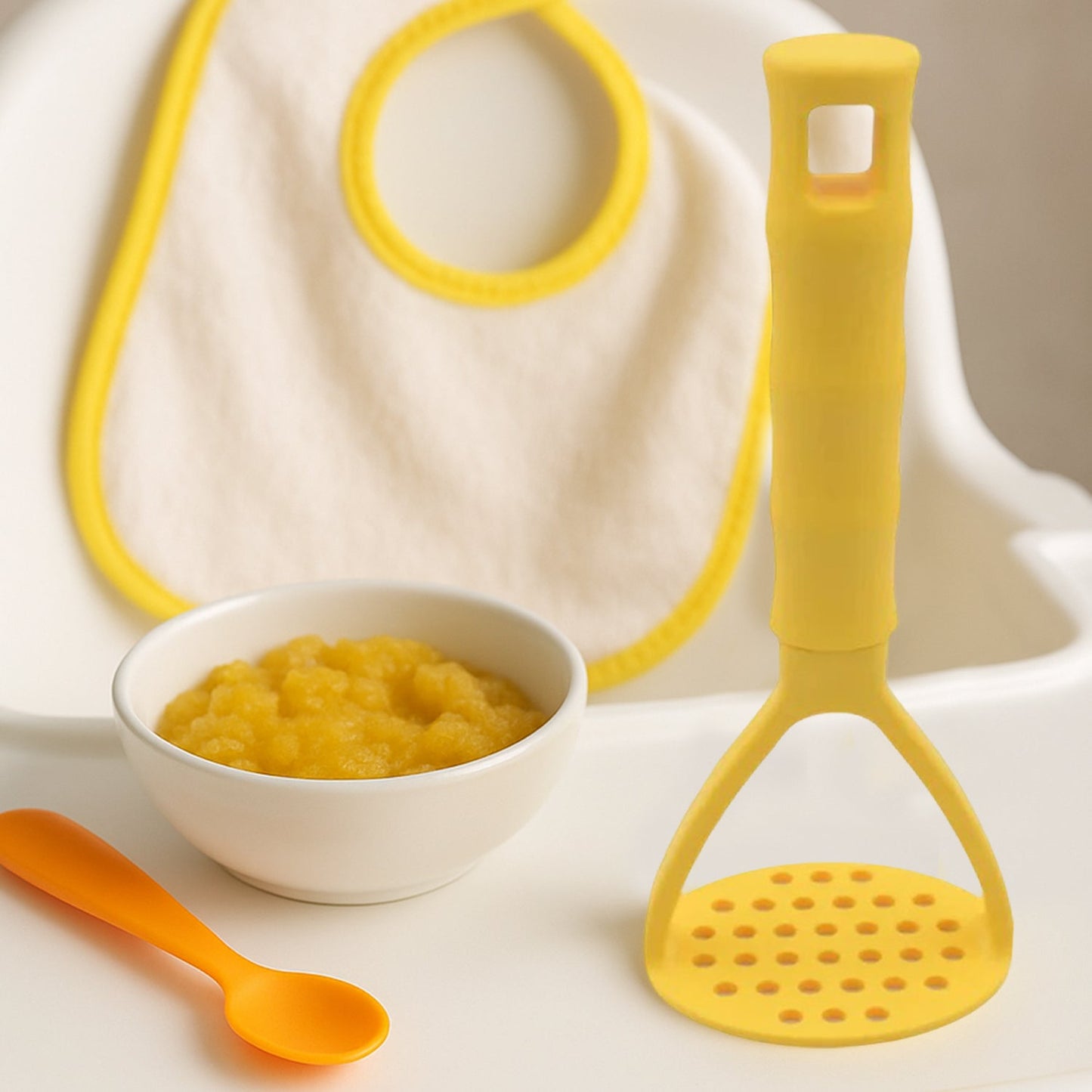 Kitchen Food Masher | Heavy Duty Masher for Fruits, Veggies & Potatoes | Soft Grip Handle (1 Pc)