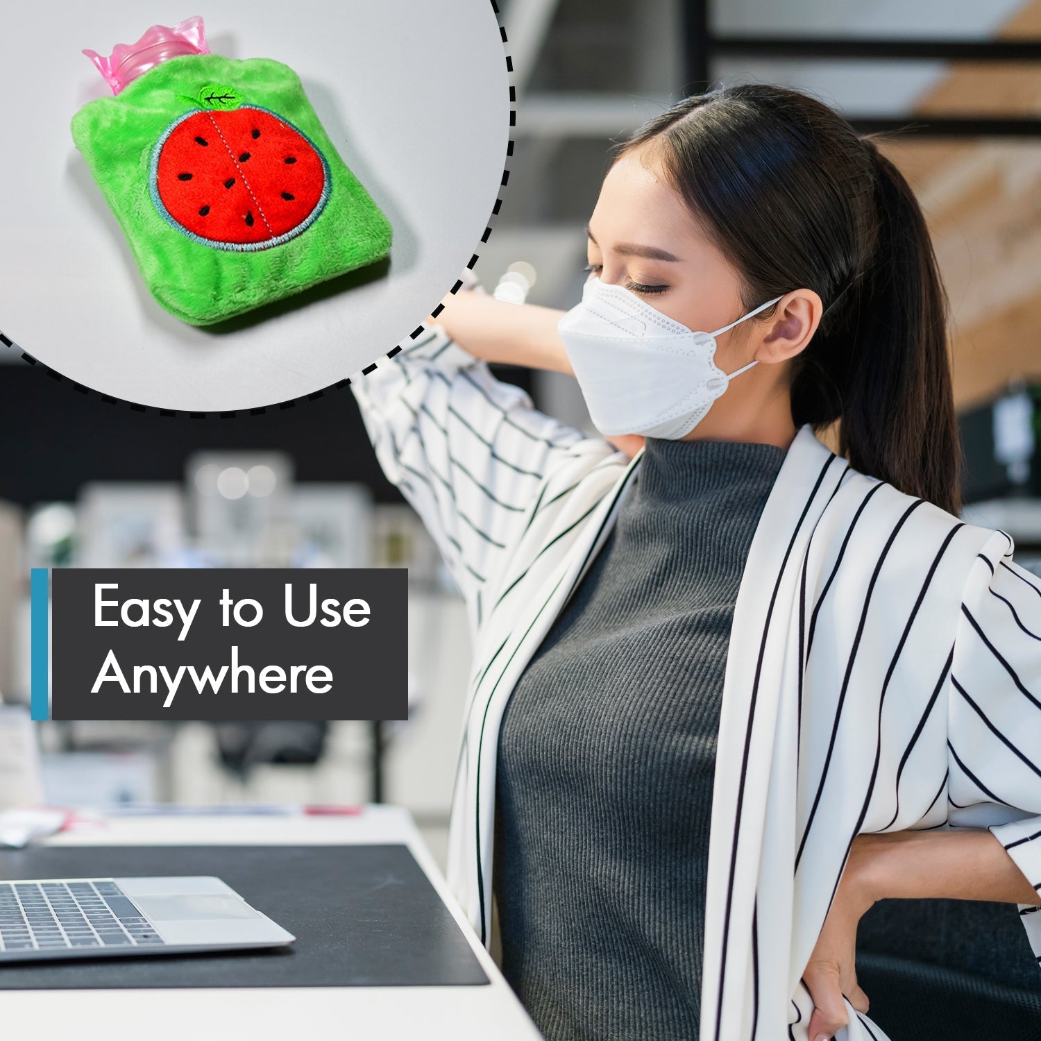 Watermelon Small Hot Water Bag with Cover – Pain Relief Warmer