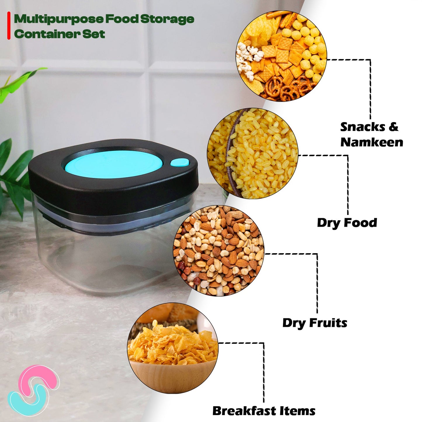 Supermom Airtight Kitchen Storage Containers â€“ (2 Pc Set / 500 ml)