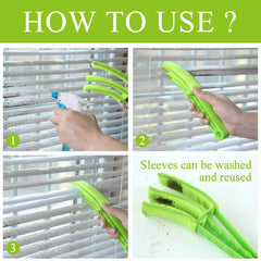 Window Blind Cleaner Brush with Microfiber Sleeves – Dusting Tool for Shutters & AC (1 Pc)