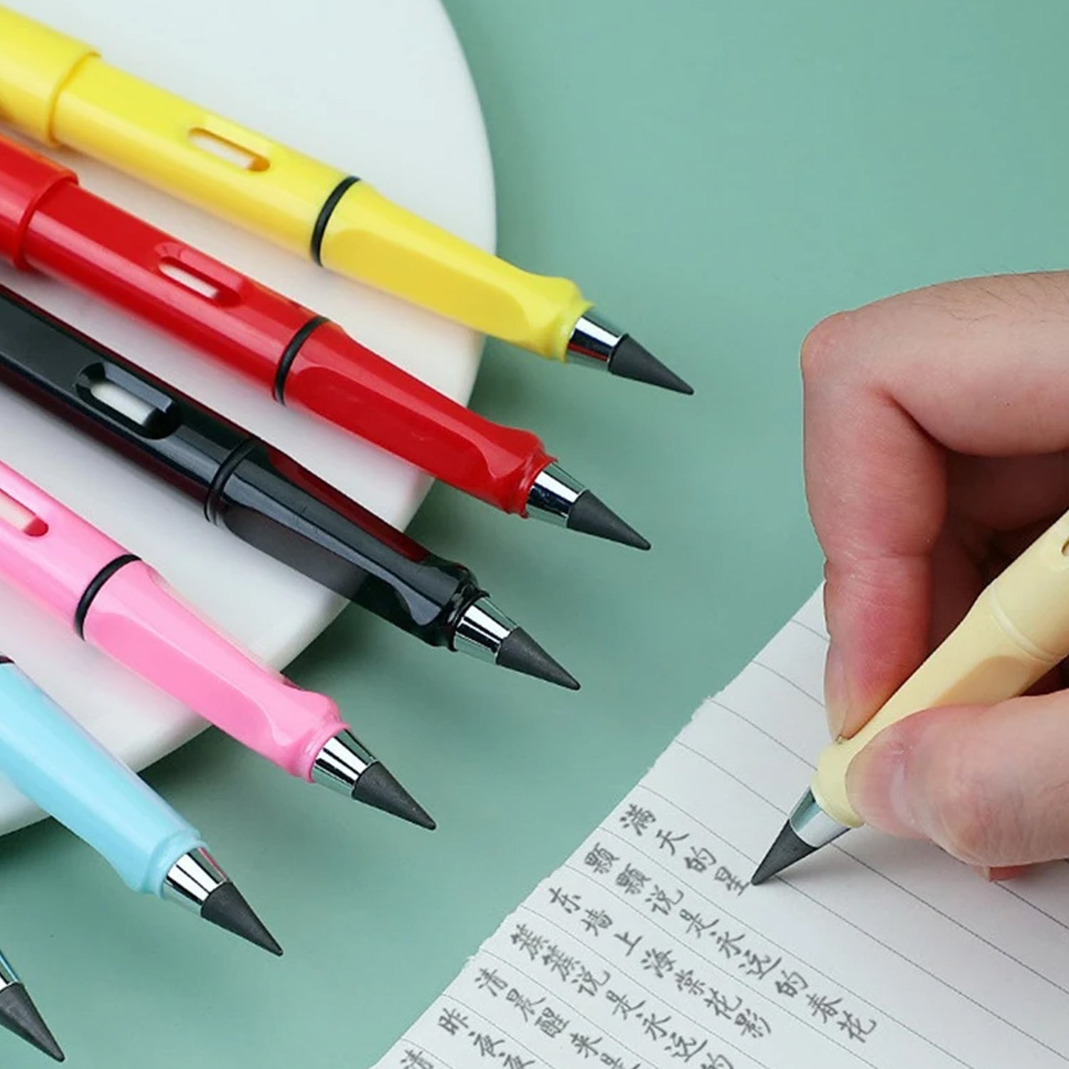 2-in-1 Everlasting Magic Pencil with Replaceable Eraser â€“ Inkless, Reusable, Portable (1 Pc / Mix Color)