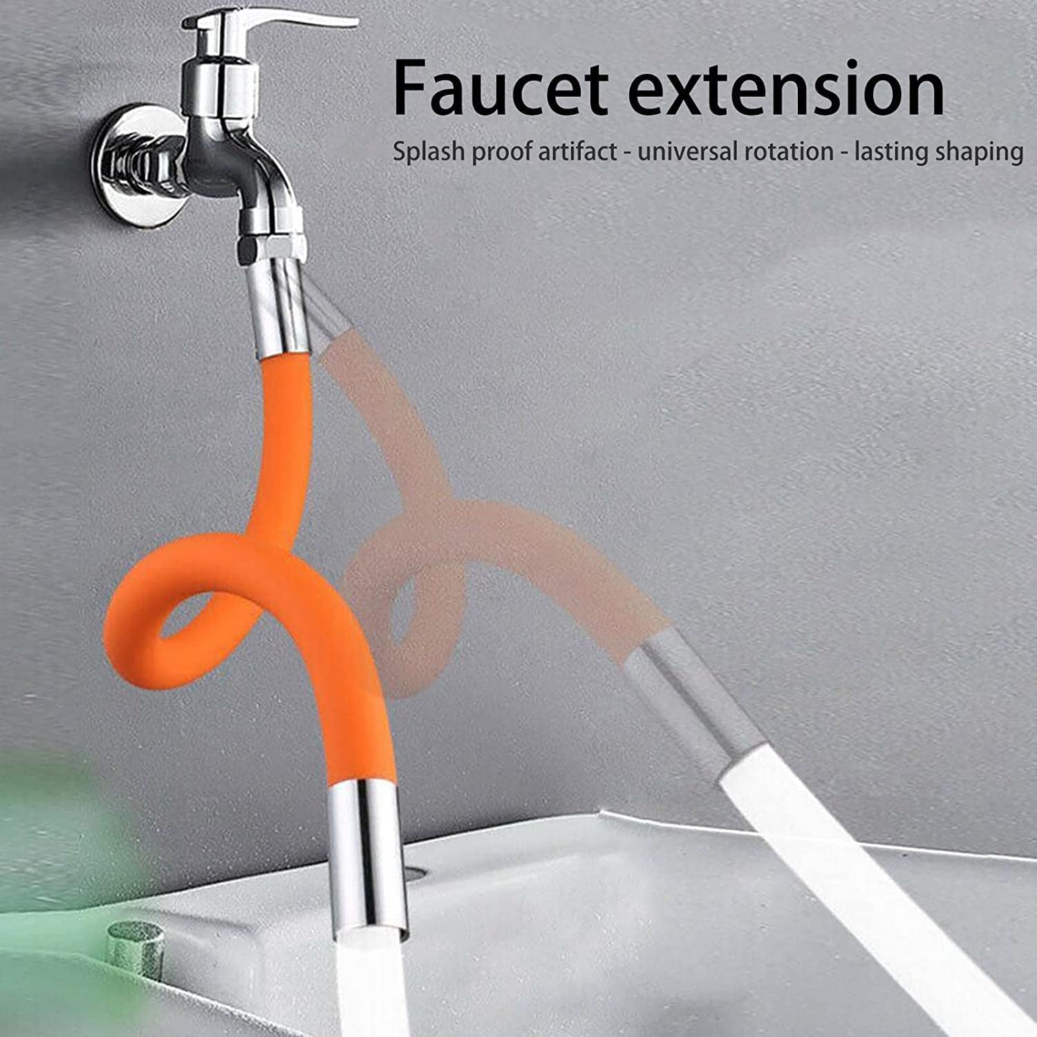 Flexible Water Tap Extender, 360° Bending Faucet Extension Tube with Connector (18cm)